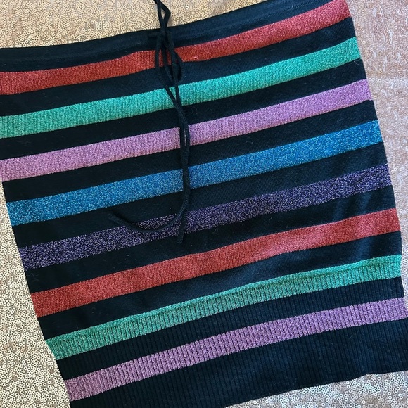 VTG Sprit Woman  Knit Glitter Black+Colorful Stripe. M, Metallic, Vibrant, Y2K - Picture 2 of 6